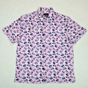 Bugatchi 8-Way Stretch Pink Palm Leaf Button Down Shirt Men's XL OoohCotton